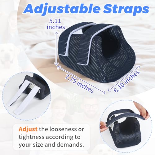 Image of 3D Compact Heel Protectors for Pressure Sores & Bed Sore Relief, Foot Elevation Pillow for Bedridden Patients, Heel Cushion for Post-Surgery Recovery, Ankle Support Foot Wedge Pillow to Reduce Pressure(Navy Blue 1 pc)