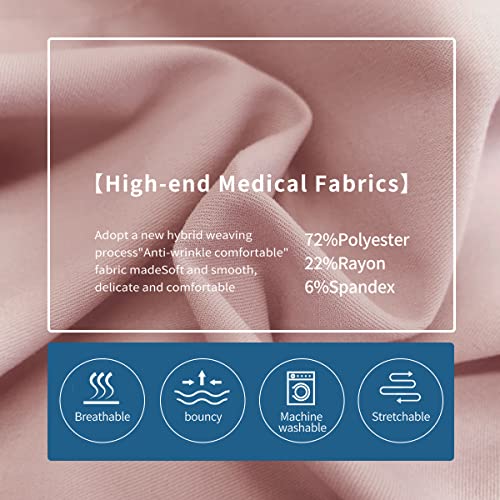 niaahinn Scrubs Set for Womens Cross V-Neck Top & Elastic Waist Drawstring Jogger Pant Medical Uniform (Pink,XS,X-Small)