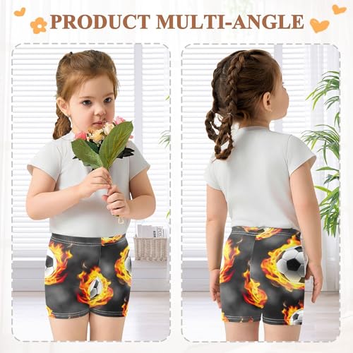 Cool Soccer Balls Fire Gray Toddler Girls Biker Shorts Cotton Under Dress Shorts Print 4t Summer Clothes3