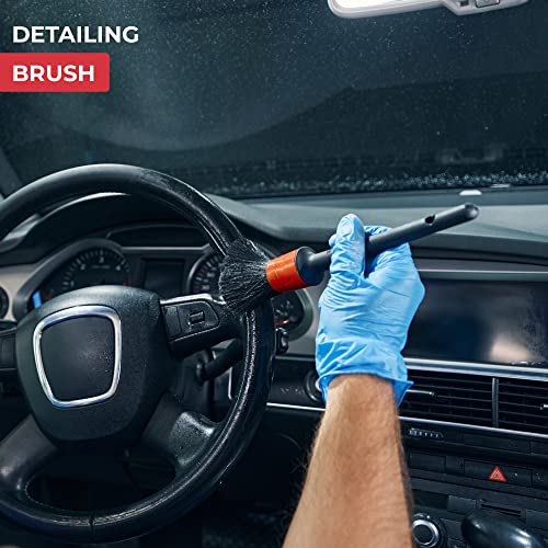 9 Pc Kit Nettoyage Voiture Comprend Brosse À Rembourrage, Détailler, Tampon Microfibre, Chiffon Microfibre, Brosse À Roues, Serviette Séchage, Chiffon Verre, Gant, Chiffon Microfibre – Image 6