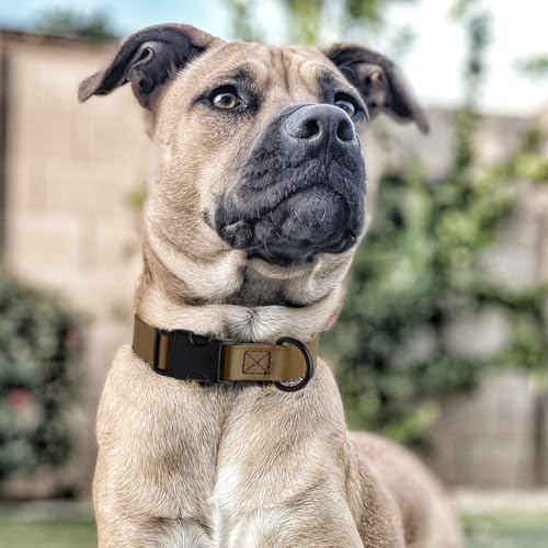 Image of Dogline Biothane Waterproof Dog Collar with Quick Release Buckle Strong Coated Nylon Webbing with Odor- Proof for Easy Care Easy to Clean Fits Small Medium Large Dogs, Coyote Brown 1 inch W 15-25 inch L