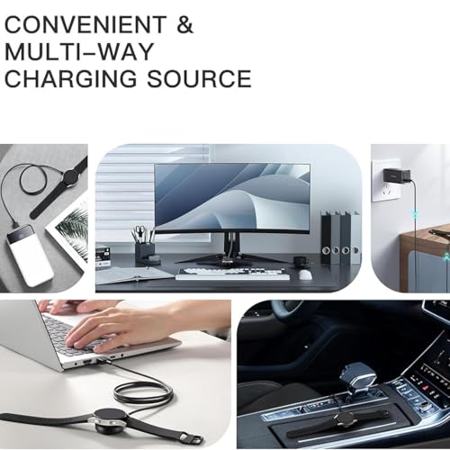 Image of MARVIK Charger for Samsung Galaxy Watch 6 /6 Classic, 5 /5 Pro, 4 /4 Classic, 3, Active 2 /1, 3.3ft USB Magnetic Wireless Charger - Black