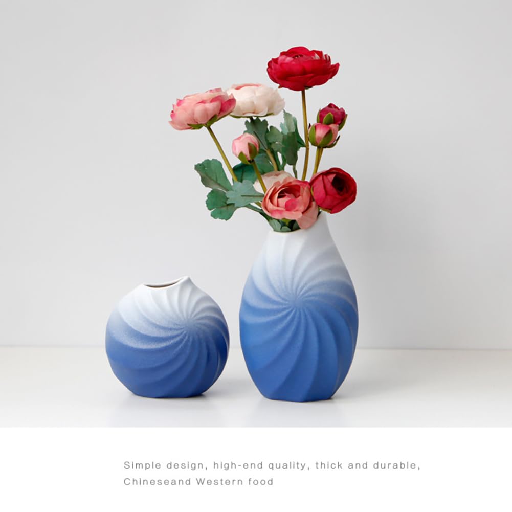 Ceramiczny wazon, gradient biały niebieski minimalistyczny dekoracja domu prostokątny kształt do suchych kwiatów roślin doniczkowych ślub dekoracja stołu nowoczesne wazony (A)