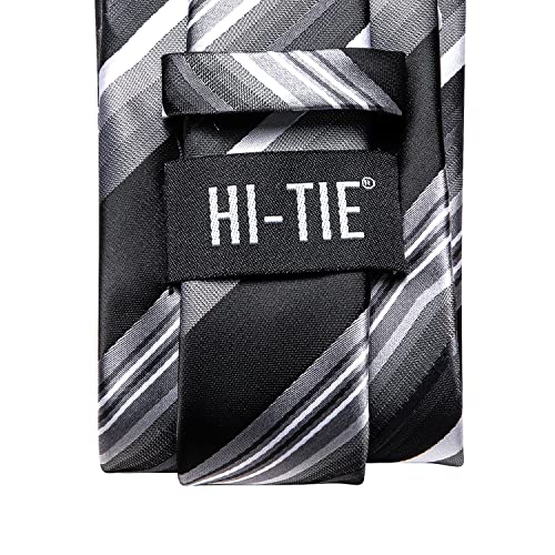 Image of Hi-Tie Men's Tie Sets Silk Paisley Striped Necktie Pocket Square Cuff-links Sets Wedding Business Holiday