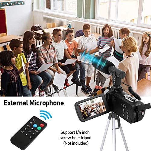 Video Camera 4K Camcorder Vlogging Camera with Microphone YouTube Camera Recorder Ultra HD 30MP 3.0\" IPS Touch Screen with Lens Hood & 2 Batteries - Thumbnail 5