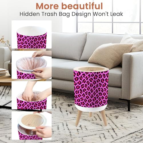 Pequeña caneca de basura con tapa decoración leopardo 1.8 gal miniatura 4