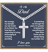 Men's Cross Necklace Gift Set - Stainless Steel Box Chain With Cross Pendant, Gift Box & Card For Dad, Husband, Son