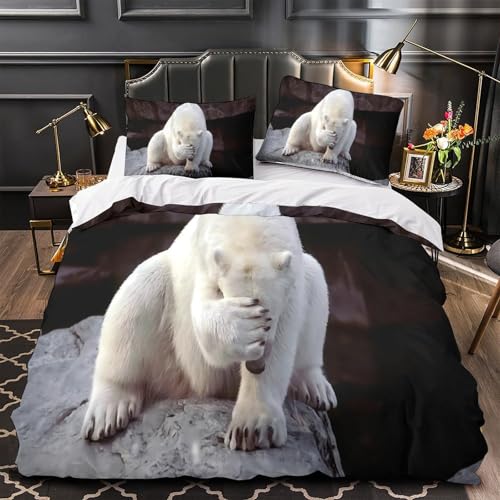Parure de lit ours polaire microfibre thermique fini éclair douce sans repassage 200x200cm - 2