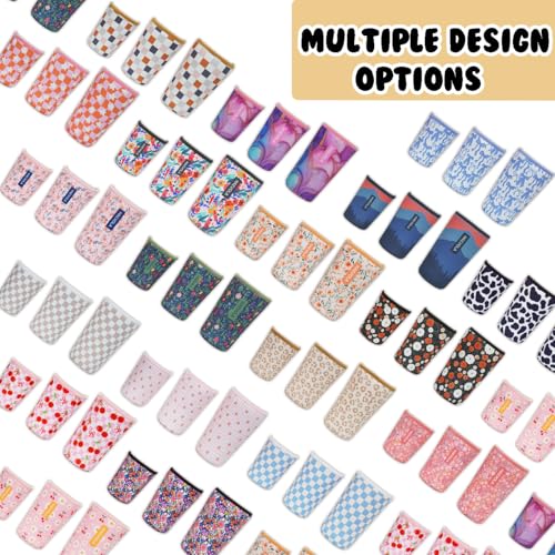 Image of Reusable Insulated Neoprene Iced Coffee Cup Sleeve, Durable Drink Sleeve for Cold Beverages, Beverage Holder for Iced Coffee, Bloom Burst