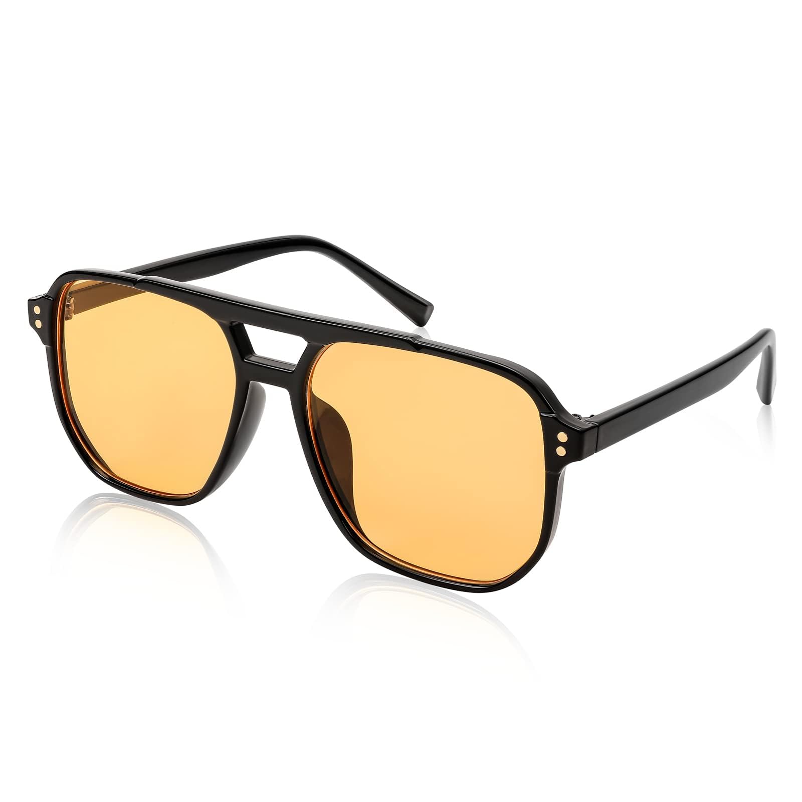 FEISEDY Retro 70s Gafas de Sol Cuadradas Mujer Hombre Vintage Gafas Clásicas con Doble Puente Protección UV400 B2835 Global Recycled Standard Global Recycled Standard Global Recycled Standard
