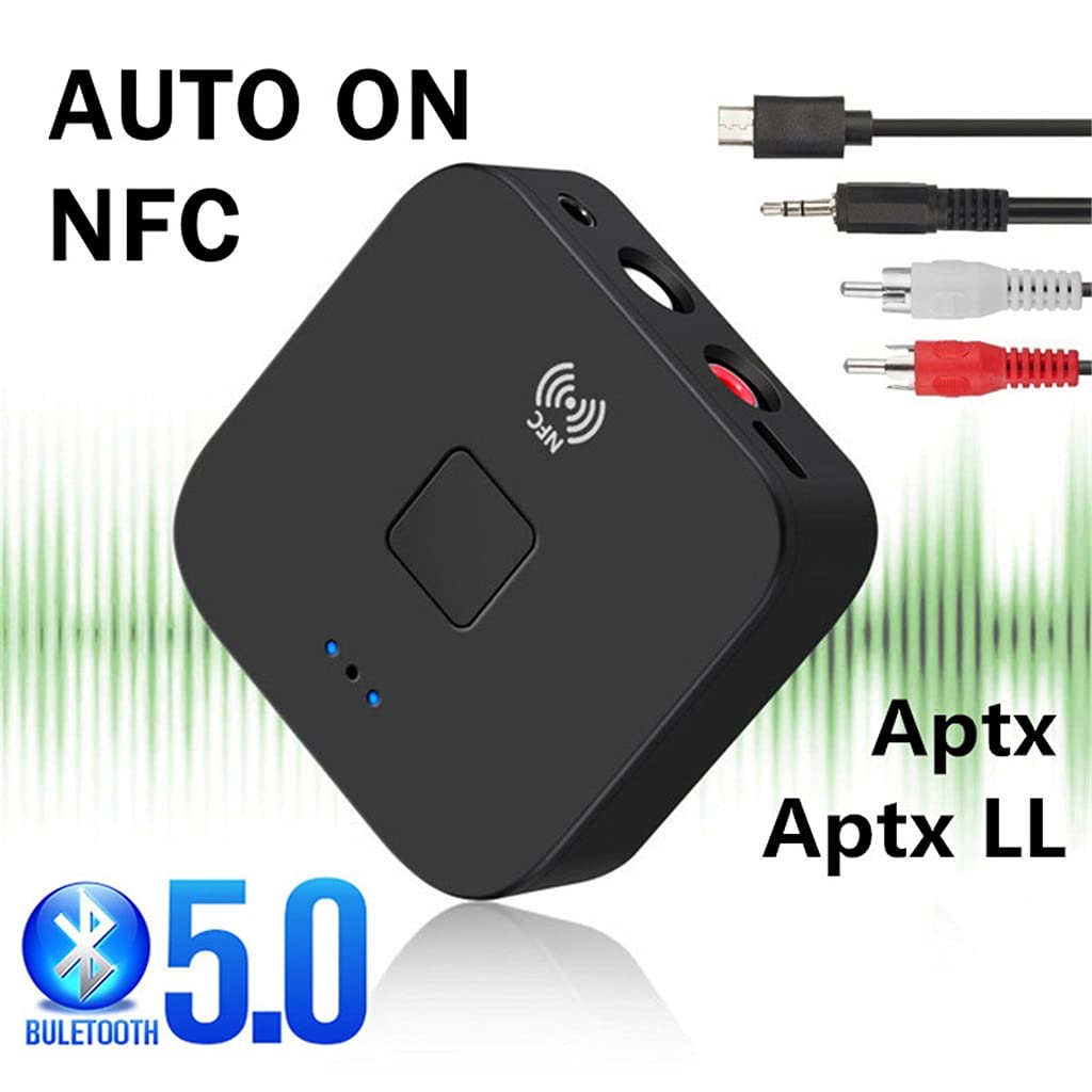 Récepteur 5.0 Apt 3.5mm Jack 3.5 Adaptateur Audio auxiliaire Musique stéréo pour Haut-Parleur de Voiture TV avec Micro NFC
