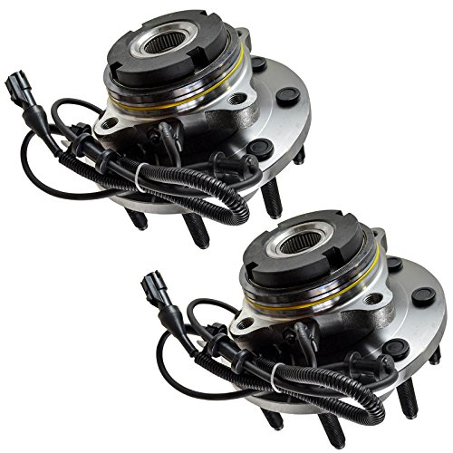Image of TRQ Front Left and Right Wheel Bearing & Hub Assembly Set 2 Piece for 2003-2004 Ford F-250 Super Duty 4WD 2003-2004 F-350 Super Duty 4WD M14x1.5 Fine Thread Wheel Studs Single Rear Wheels SRW