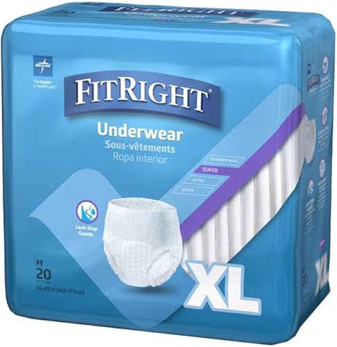 Miniatura 10 de FitRight - Ropa interior de incontinencia para adultos máxima absorción grande 40-56 pulgadas 4 paquetes de 20 80 en total