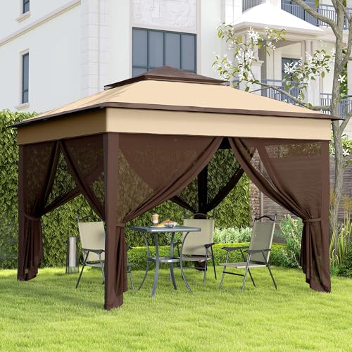 Outsunny 3 x 3(m) Pop Up Gazebo with Netting and Carrying Bag, Party Tent Instant Event Shelter, Height Adjustable and UV-Resistant, for Garden, Patio, Beige 8 Outsunny 3 x 3(m) Pop Up Gazebo with Netting and Carrying Bag, Party Tent Instant Event Shelter, Height Adjustable and UV-Resistant, for Garden, Patio, Beige - Image 8