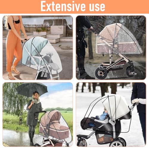 Image of SNOWIE SOFT Clear Cover for Baby Stroller Rain Cover Windproof Leakingproof EVA Shield Cover Outdoor Stroller Rain Cover Universal Baby Stroller Shield Dust Protective Cover for All Season
