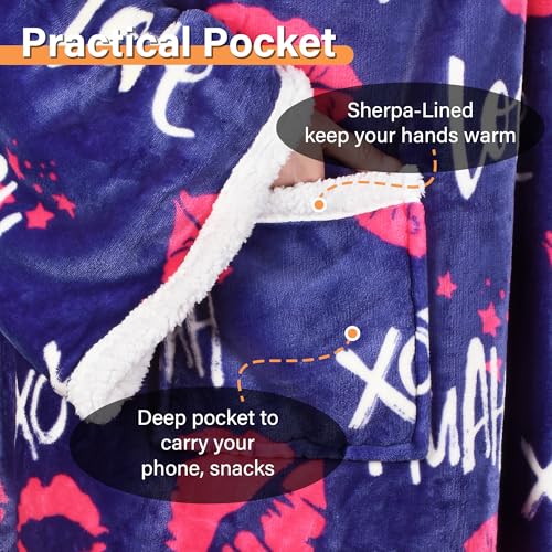 Image of Catalonia Sherpa Wearable Blanket with Sleeves and Pocket for Adults
