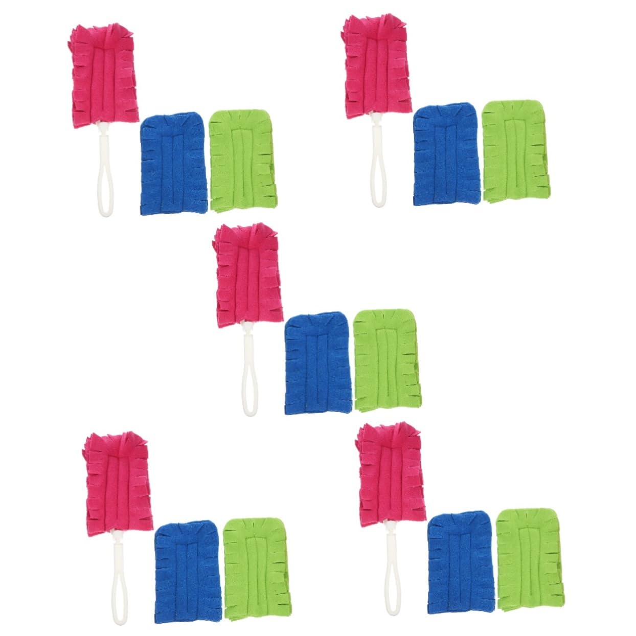 PartyKindom 5juegos Recambios De Plumero De Flanela Reutilizables para Limpieza De Ventiladores De Techo y Suelos Mango Lavables y Eficaces Polvo Colores