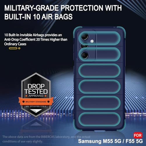 Image of TheGiftKart Liquid Silicon Back Cover Case for Samsung Galaxy M55 / M55s / F55 5G | Shockproof Military Grade Protection | Micro-Fibre Cloth On Inner Side | Built-in Anti-Slip Grip Cover (TPU, Blue)