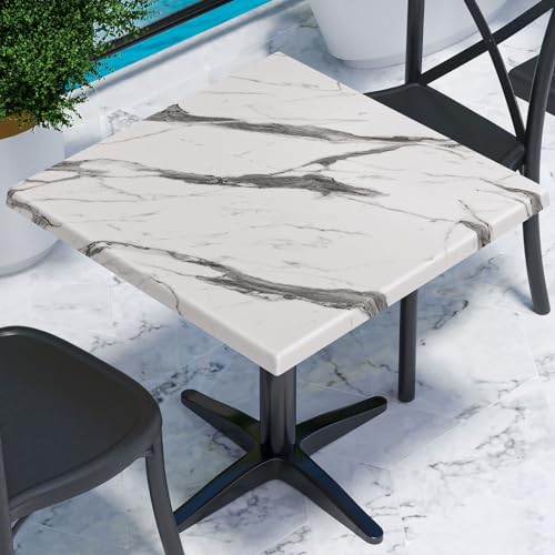 GGMMÖBEL Jamaika | Tischplatte | 70 x 70 cm | Weiß Marmor | Topalit Gartentischplatte | Perfekt für klappbare Gartentisch, Esstisch | Restaurant, Cafe, Bar | Indoor und Outdoor