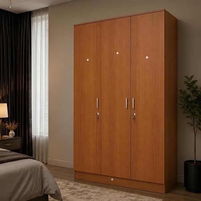 Image of GRATUS 2 Door Wardrobe - Compact Engineered Wood Cupboard Without Drawer for Clothes Storage, Small Bedroom Organizer - 180 x 70 x 45 cm Classic