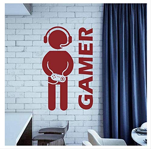 Video Game Gaming Gamer Wall Decal Art Vinyl Decor Sticker Boys Room Wall Door Decoration Poster Removable Lettering Decals(22x15in) Red