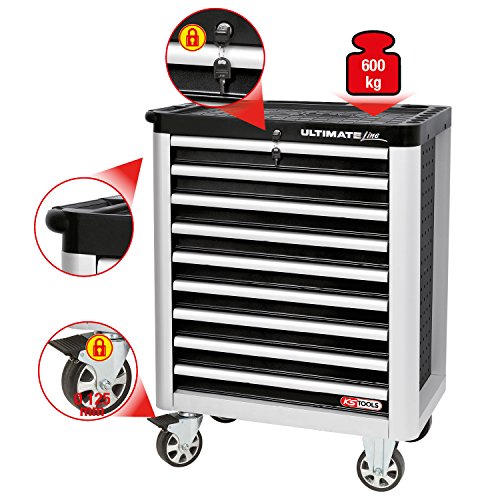 KS Tools 888.0009 ULTIMATEline Werkstattwagen,mit 9 Schubladen,schwarz/silber – Bild 3