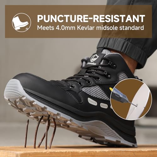 Image of Steel Toe Boots for Men Indestructible High Top Work Shoes for Men Comfortable Safety Shoes Puncture Proof Hiking Construction Shoes Botas de Trabajo para Hombre