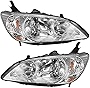 AUTOSAVER88 Headlight Assemblies Compatible with 04 05 2004 2005 Civic Headlamps Chrome Housing Amber Reflector Clear Lens