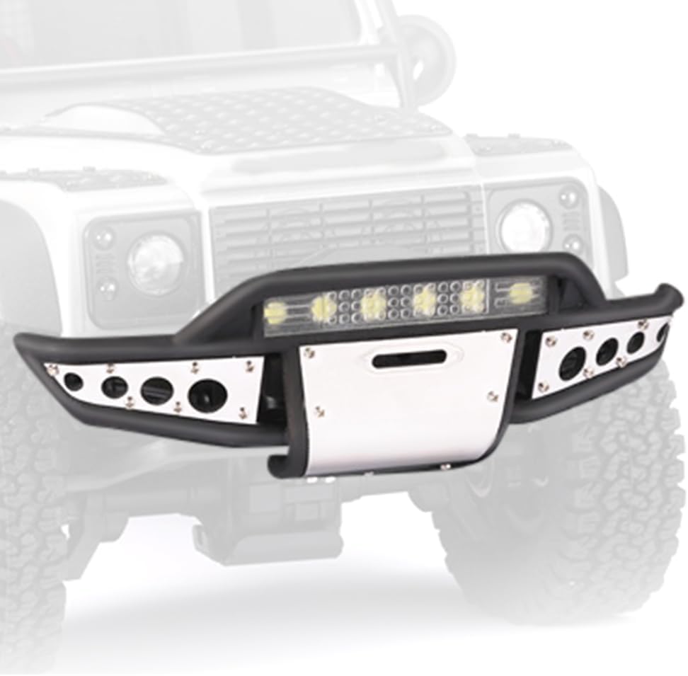 XBERSTAR LED Lamp RC Car Front Bumper with Led for TRX-4M, Metal Front Bumper with LED Lights for Traxxas 1/18 TRX4-M Land Rover Bronco RC(6 led light for 1/18 TRX4M)