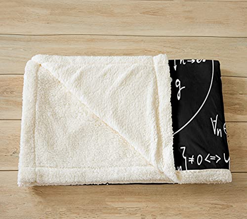 Math Theme Fleece Blanket Mathematical Formula Throw Blanket Kids Adults Geometry Stripe Numbers Sherpa Blanket For Couch Bed Sofa Black White Fuzzy Blanket Room Decor Plush Blankettwin 60"X80" #TOP12