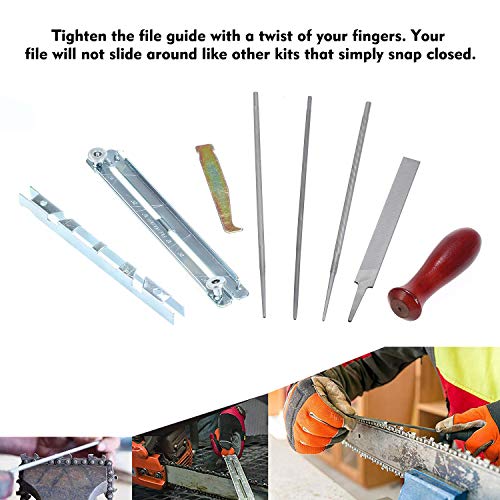 Yorten Conjunto de peças de corrente de afiador de motosserra, limas de 5/32, 3/16 e 7/32 polegadas,
