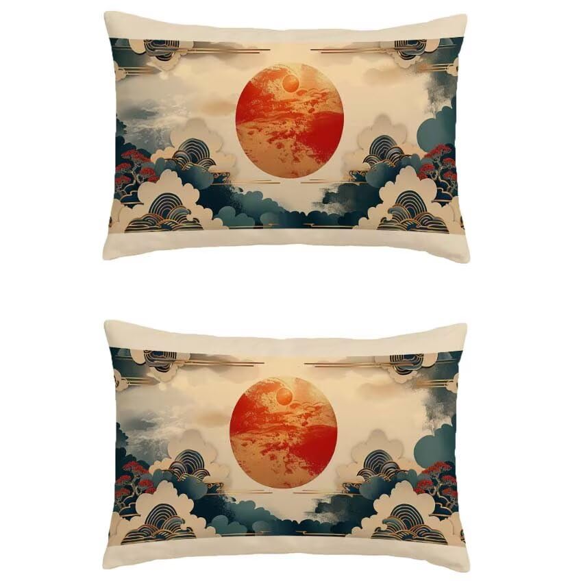 Housse de coussin 50x90cm orange brûlée en lin impérméable pour déco d'automne