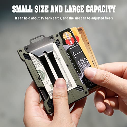 ID Holder Minimalist Wallet – Slim Wallet Credit Card Holder – Aluminum Metal Wallet with Money Clip – Elegant and Modern RFID Wallet for Office, Everyday Use, Army Green3
