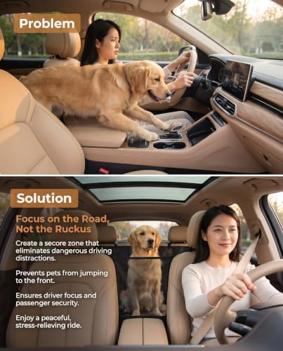 Cxprctpu Dog Car Barrier, 600D Oxford Pet Divider with Storage Pockets - 2