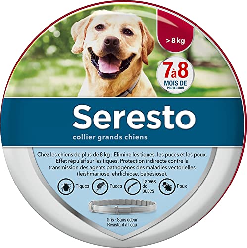 Collier pour Chien Anti Puces ET Anti Tiques pour Grands Chiens Plus de 8 Kg 70 cm Longe dureé protége Votre Chien Contre Les puces Pendant 7 à 8 Mois