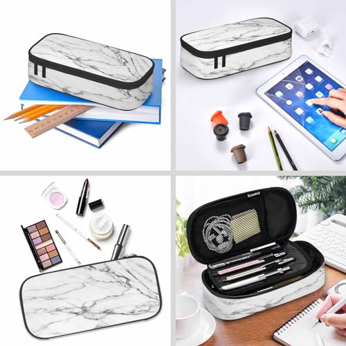 Image of White Marble Pencil Case Stone Floor Granite Big Capacity Pen Case Pencil Pouch Pen Bag School Students Boy Girl