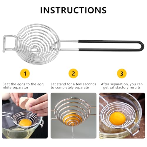 Image of NileHome Egg Separator Egg Yolk White Separator Stainless Steel Egg White Yolk Sifting Filter Egg Divider Kitchen Tool for Baking Cake, Kitchen Gadget Cooking /Baker Tool (Black)
