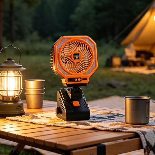 Ventilador de camping de velocidades con lámpara de refrigeración portátil 3