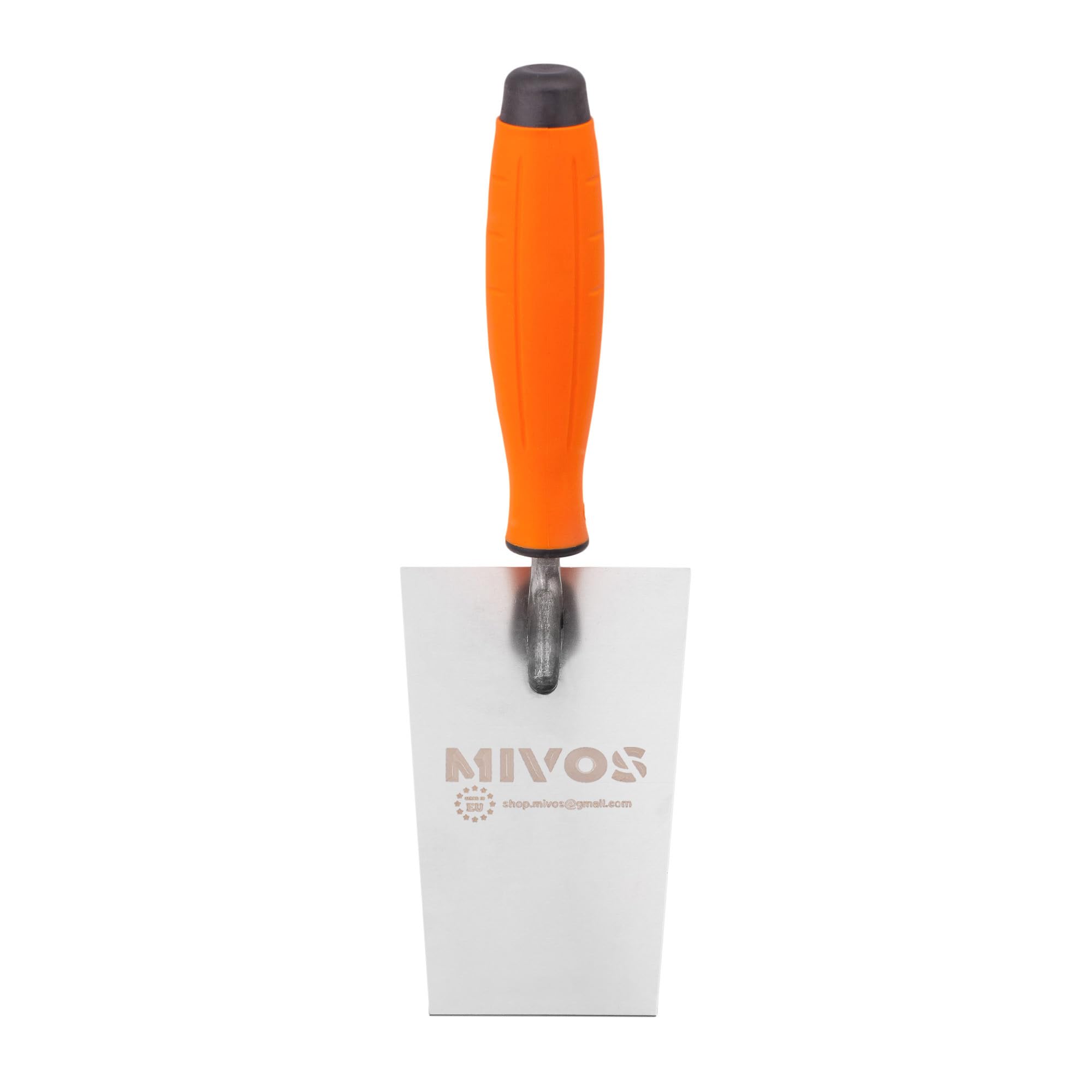 Mivos Lot de 3 Truelles Trapézoïdales en Acier Inoxydable 130 160 180 mm - Truelles de Maçon et Plâtrier - Forme Trapèze - Spatules de Lissage avec Poignée en Caoutchouc - Made in EU