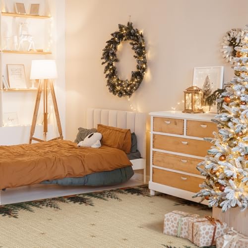 Tapete navideño Breling 5x10 pies rojo con diseño Pine Berry miniatura 4