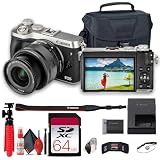 Canon EOS M6 Mirrorless Digital Camera with 15-45mm Lens (Silver) + 64GB Memory Card + Case + Flex Tripod + Hand Strap + Cap Keeper + Memory Wallet + More