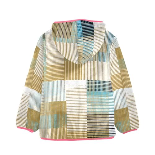 Geo Lines Stripes Big Girls Jackets With Sherpa Lining2