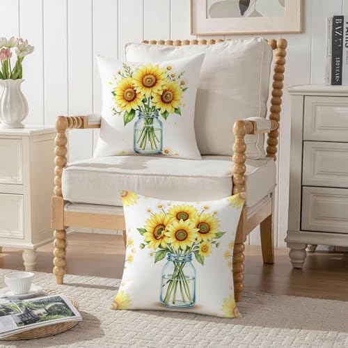 Housse coussin 75x75cm velours jaune double face imperméable de qualité supérieure A755
