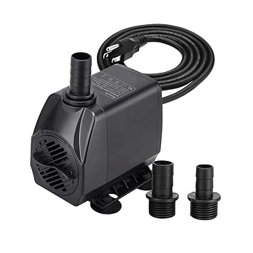 KEDSUM 330GPH Submersible Pump(1500L/H, 25W), Ultra Quiet Water Pump with 6.5ft High Lift, Fountain Pump with 5.9 ft Grounded Power Cord, 3 Nozzles for Fish Tank, Pond, Aquarium, Statuary, Hydropon