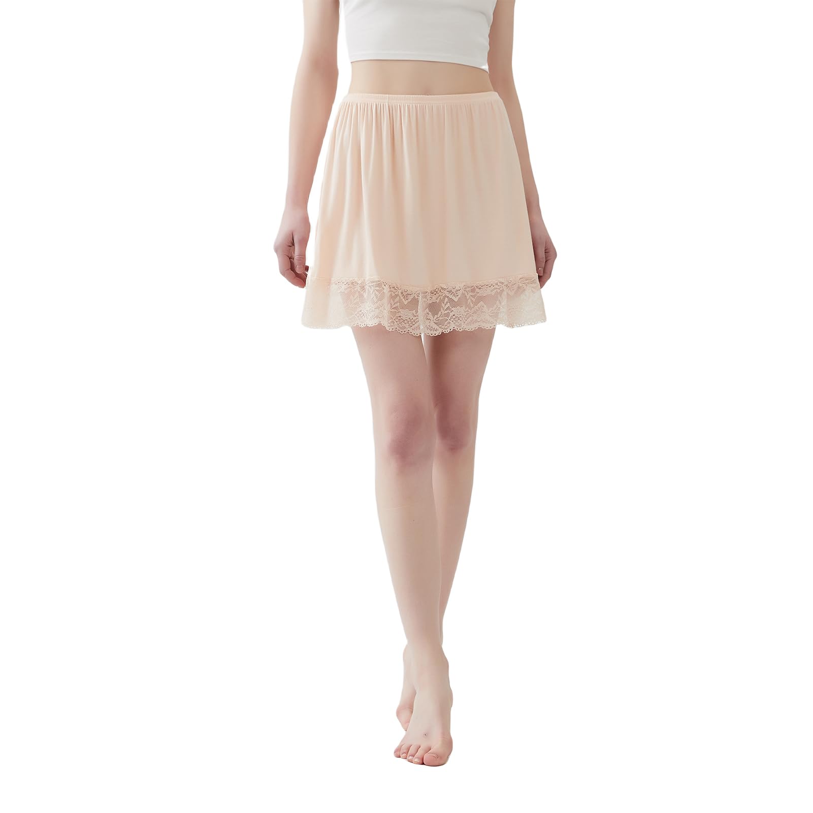 Juephe Lace Slip Underskirt Half Slips for Under Dresses Skirt Extenders Womens Anti StaticOver Knees