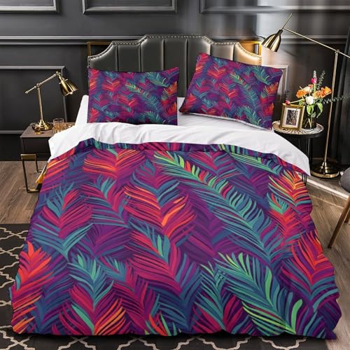 Housse de couette fleurs tropicales en microfibre 200x200 cm pour lit double - 2