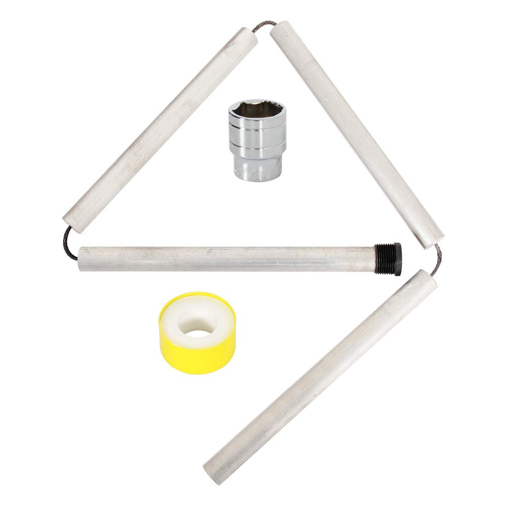 Magnesium Flexible Water Heater Anode Rod- Magnesium Anode Rod for Hot Water Heaters, 44 Inch Long, 0.8 Inch Diameter, 3/4 Npt Thread, Including 1-1/16 Inch Hex Socket Tool and Teflon Tape