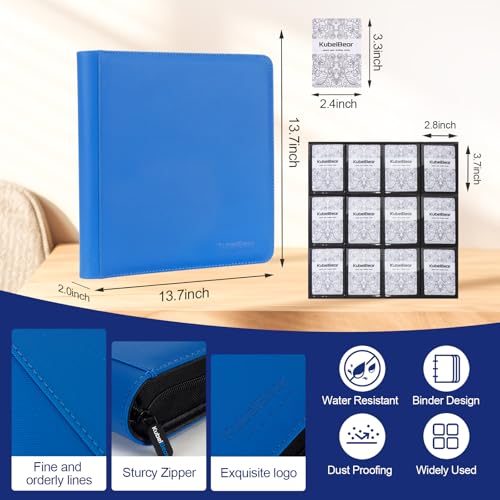 Image of Card Binder - 720 Capacity, Zippered Trading Card Holder for MTG, Sports & Collectible Cards - Acid-Free, Durable & Travel-Friendly Storage (Blue dots, 12 Pocket)