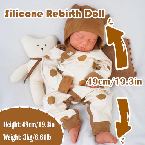 Muñeco bebé reborn de silicona 19 pulgadas realista miniatura 4