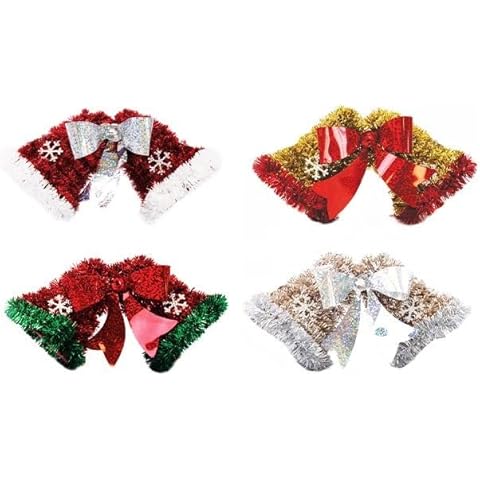 Christmas Tinsel Bell Hanging Decoration Sparkling Finish Traditional XMAS Festive Tinsel Ideal for Christmas Crafts Party Wreath Tree Home Decoration and Jewellery Making (Assorted Colour) Cover